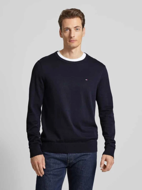 Zdjęcie produktu Sweter z dzianiny z wyhaftowanym logo Tommy Hilfiger Granatowy