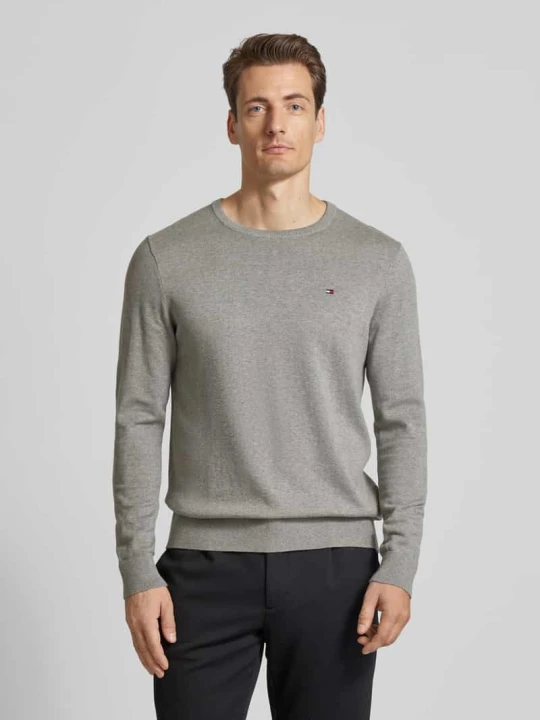 Zdjęcie produktu Sweter z dzianiny z wyhaftowanym logo Tommy Hilfiger Srebrny melanż