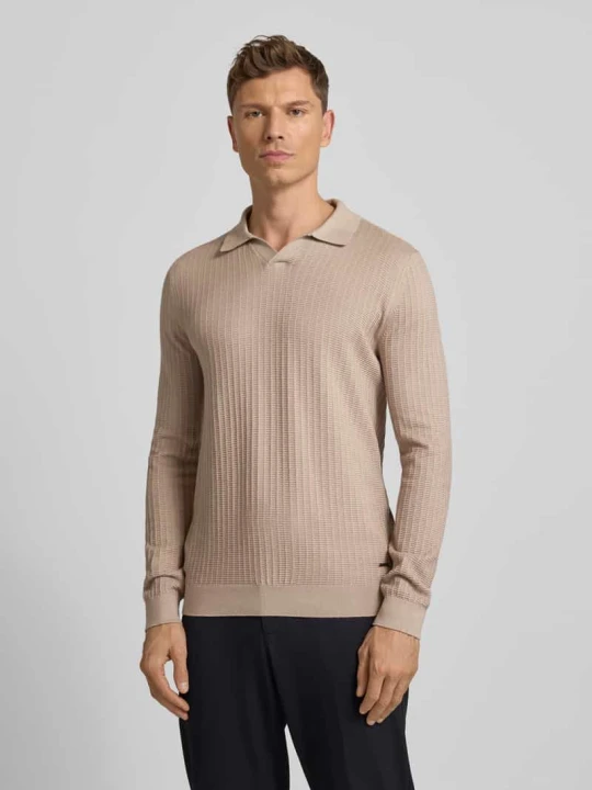 Zdjęcie produktu Sweter z dzianiny z wykładanym kołnierzem model „Galdino” JOOP! Piaskowy