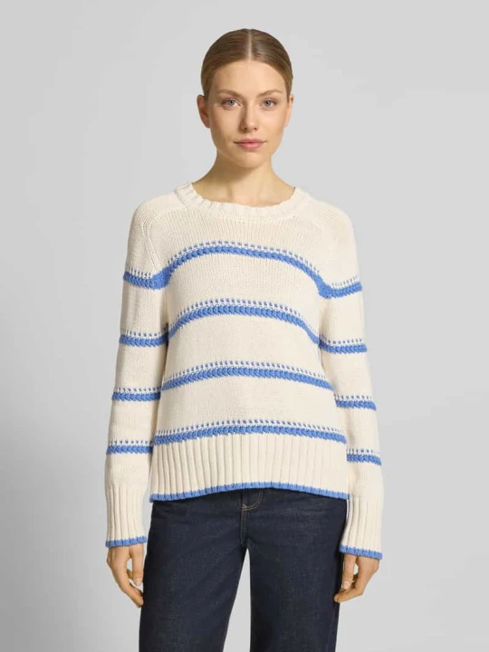Zdjęcie produktu sweter z dzianiny z wzór w paski model 'Rola Bine' MOS MOSH Błękitny