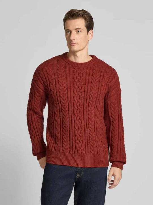 Zdjęcie produktu Sweter z dzianiny z wzorem warkocza Jake*s Czerwony