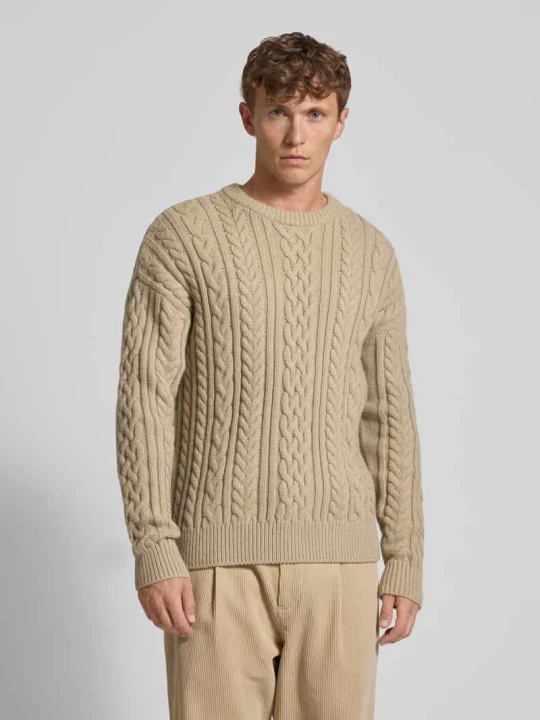 Zdjęcie produktu Sweter z dzianiny z wzorem warkocza Jake*s Beżowy