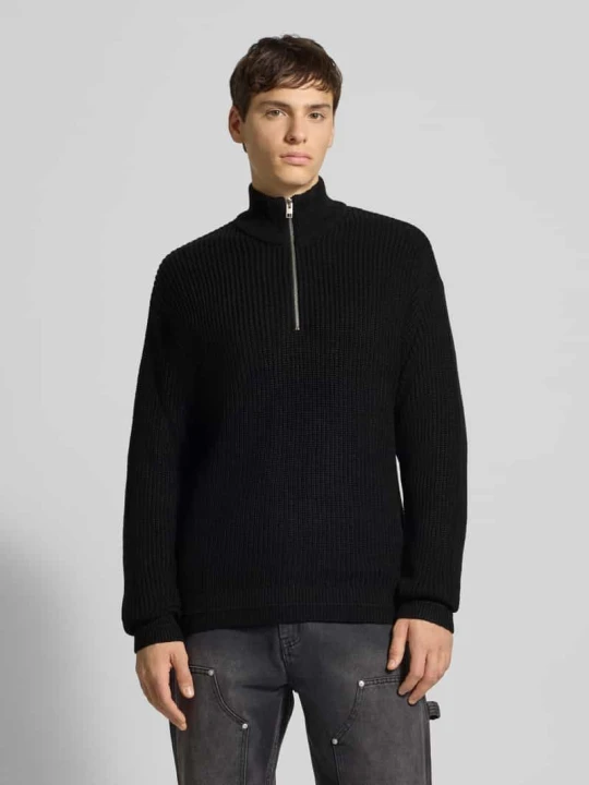 Zdjęcie produktu Sweter z dzianiny z zamkiem błyskawicznym model ‘KAITO’ Jack&Jones Czarny