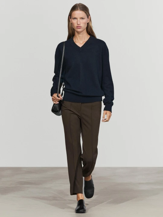 Zdjęcie produktu Sweter Z Dzianiny Ze 100% Kaszmiru - Granatowy - Massimo Dutti - Female