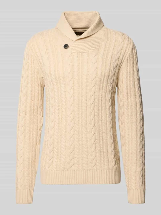 Zdjęcie produktu Sweter z dzianiny ze ściegiem warkoczowym model 'CALLUM' Jack&Jones Piaskowy melanż
