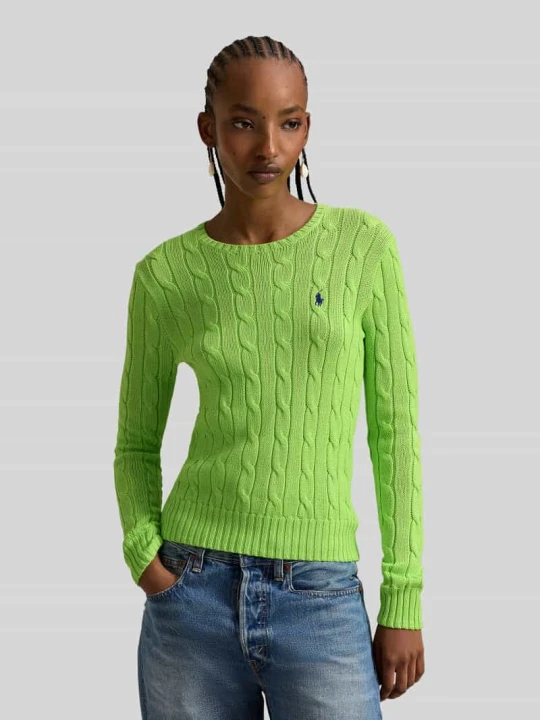 Zdjęcie produktu Sweter z dzianiny ze ściegiem warkoczowym model „JULIANNA” Polo Ralph Lauren Jasnozielony