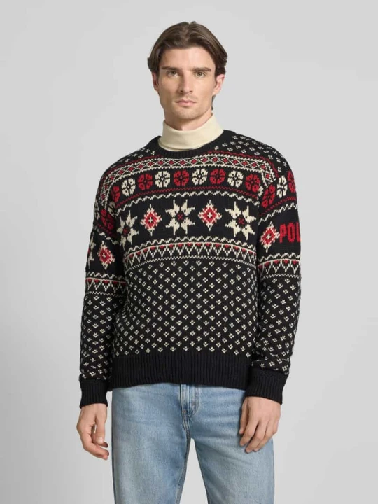Zdjęcie produktu Sweter z dzianiny ze wzorem na całej powierzchni i okrągłym dekoltem Polo Ralph Lauren Czarny