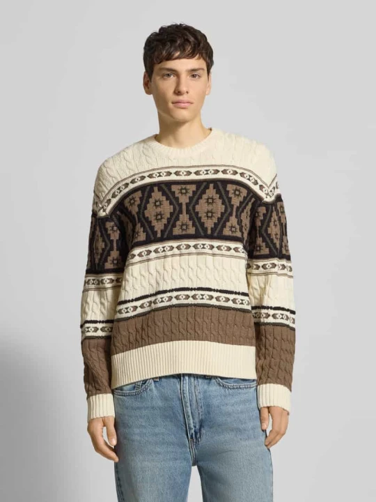 Zdjęcie produktu Sweter z dzianiny ze wzorem na całej powierzchni model ‘HENSON Redefined Rebel Złamany biały