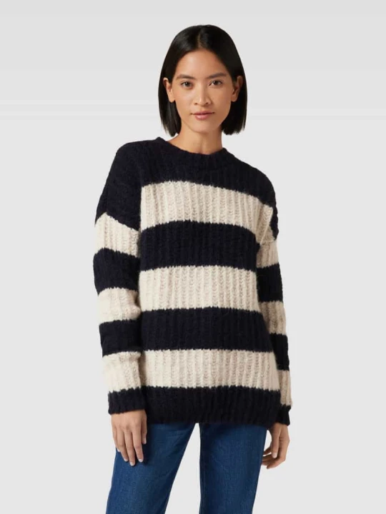 Zdjęcie produktu Sweter z dzianiny o kroju loose fit z domieszką wełny z alpaki milano italy Granatowy