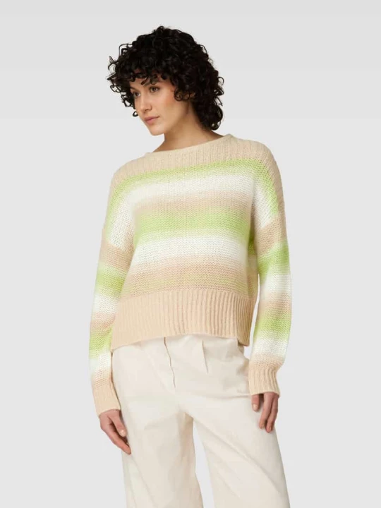 Zdjęcie produktu Sweter z dzianiny o kroju loose fit z dodatkiem wełny model „Pradient” Opus Jasnozielony