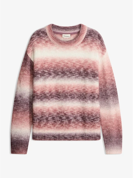 Zdjęcie produktu Sweter z efektem ombre BonPrix czerwony