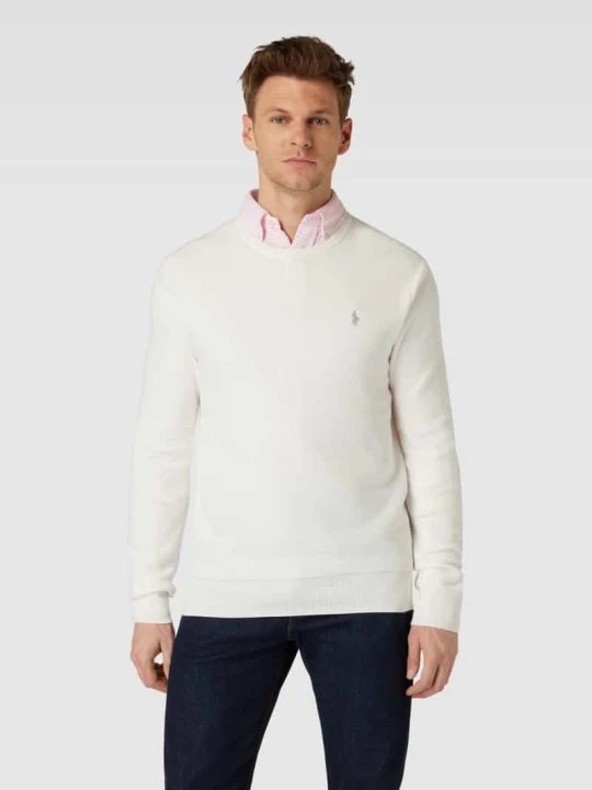 Zdjęcie produktu Sweter z fakturowanym wzorem i wyhaftowanym logo Polo Ralph Lauren Złamany biały