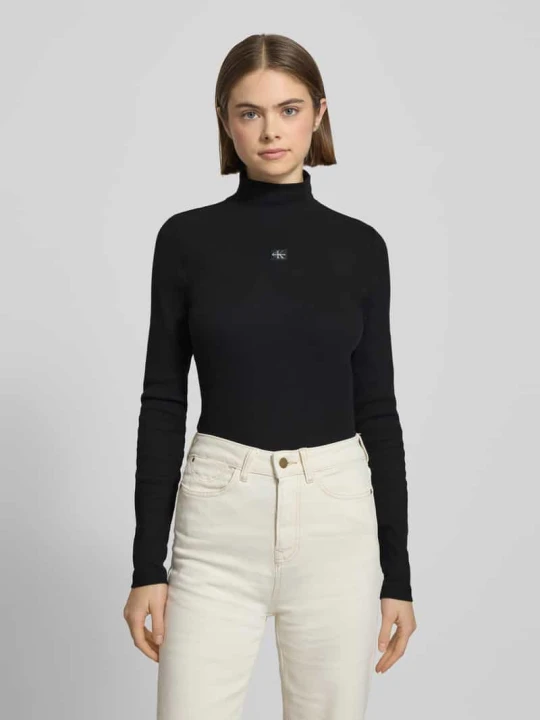 Zdjęcie produktu Półgolfowy sweter z detalem z logo Calvin Klein Jeans Czarny