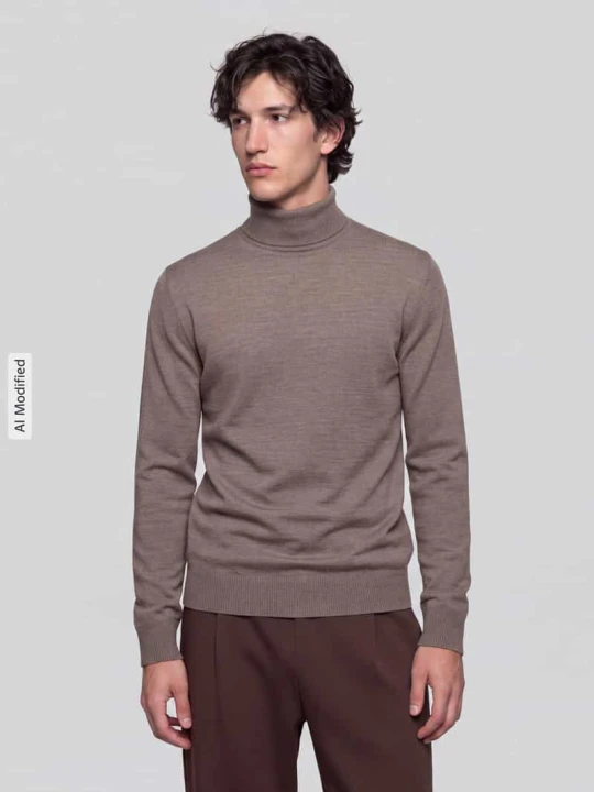 Zdjęcie produktu sweter z golfem o kroju regular fit z czystej wełny Jake*s Średniobrązowy