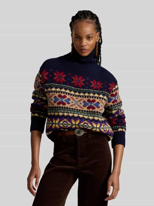 Zdjęcie produktu Sweter z golfem o kroju regular fit z mieszanki wełny i bawełny Polo Ralph Lauren Granatowy
