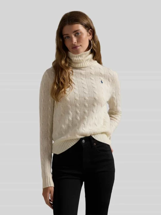 Zdjęcie produktu Sweter z golfem o kroju regular fit z mieszanki wełny i kaszmiru Polo Ralph Lauren Écru