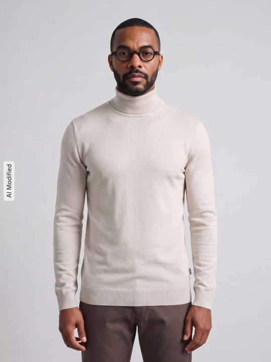 Zdjęcie produktu sweter z golfem o kroju regular fit z mieszanki wiskozy model 'WYLER' Only & Sons Beżowy