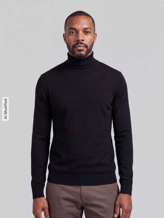 Zdjęcie produktu sweter z golfem o kroju regular fit z mieszanki wiskozy model 'WYLER' Only & Sons Czarny