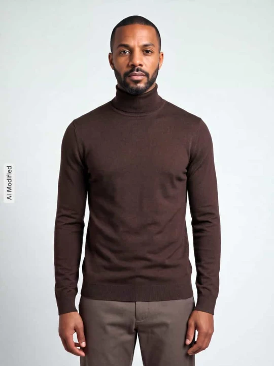 Zdjęcie produktu sweter z golfem o kroju regular fit z mieszanki wiskozy model 'WYLER' Only & Sons Czekoladowy