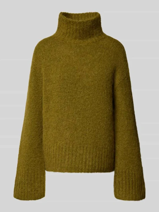 Zdjęcie produktu Sweter z golfem o kroju relaxed fit z mieszanki wełny z alpaki model 'GABRIELLA' Selected Oliwkowy