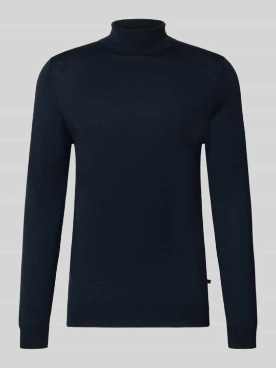 Zdjęcie produktu sweter z golfem o kroju slim fit z czystej bawełny Matinique Granatowy