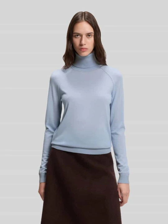 Zdjęcie produktu sweter z golfem o kroju slim fit z czystej żywej wełny model 'Frizani' Boss Jasnoniebieski