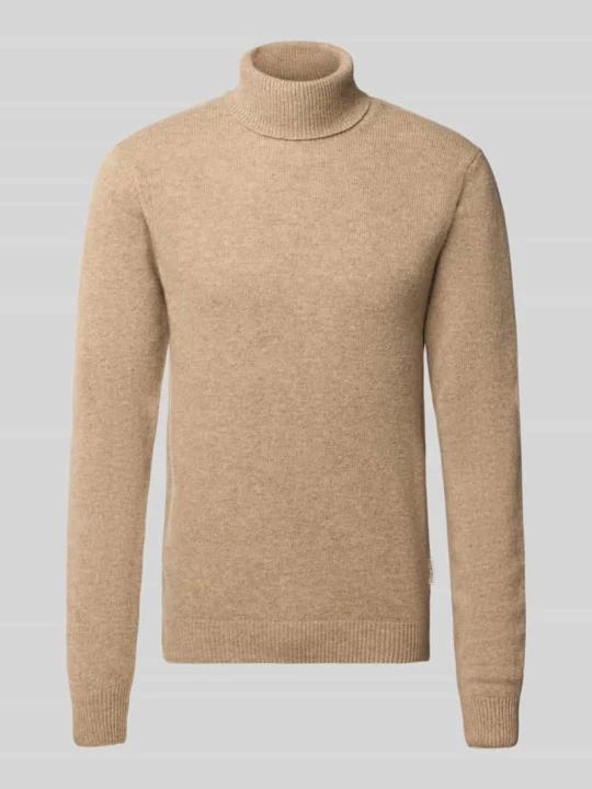 Zdjęcie produktu sweter z golfem o kroju slim fit z mieszanka wełny model 'Karl' Casual Friday Camel melanż