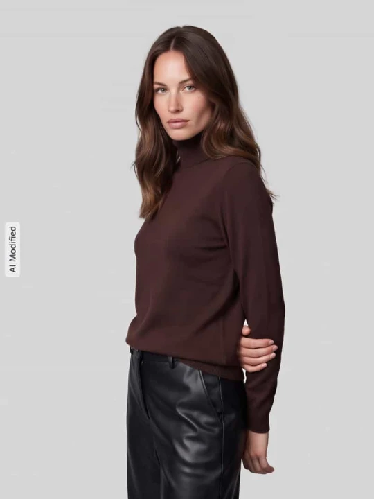 Zdjęcie produktu Sweter z golfem o kroju slim fit z mieszanki wiskozy Jake*s Ciemnobrązowy