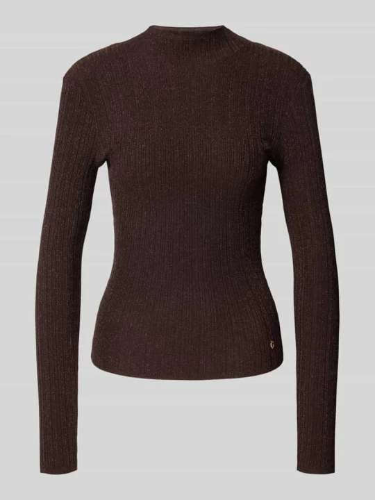 Zdjęcie produktu sweter z golfem o kroju slim fit z przędzą z połyskiem model 'Isabel' Guess Ciemnobrązowy