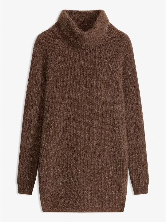 Zdjęcie produktu Sweter z golfem oversize BonPrix brązowy