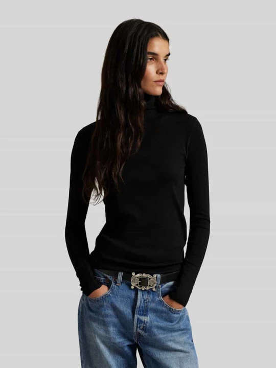 Zdjęcie produktu sweter z golfem w kroju slim fit z mieszanki bawełny i lyocellu Polo Ralph Lauren czarny