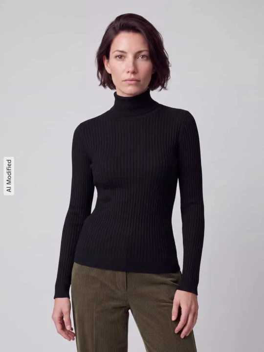 Zdjęcie produktu sweter z golfem w kroju slim fit z mieszanka wiskozy model 'KAROL' Only Czarny