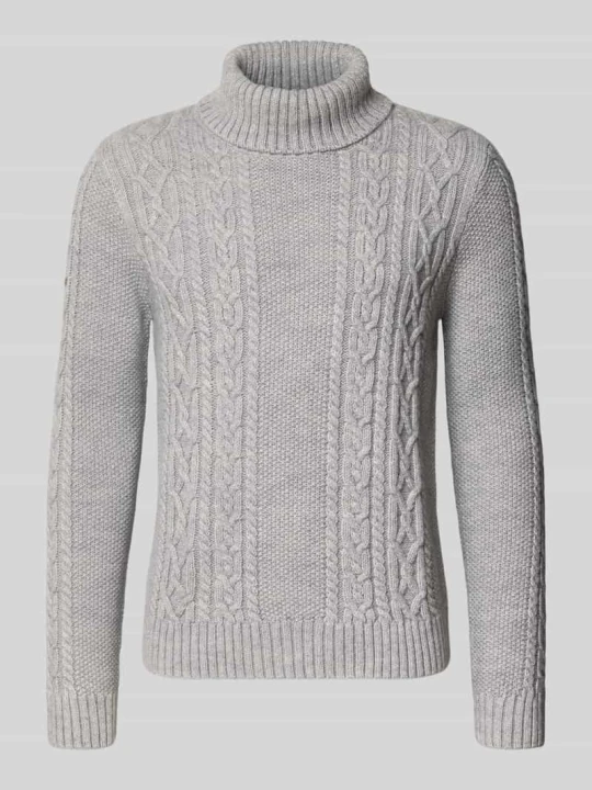 Zdjęcie produktu sweter z golfem ze ściegiem warkoczowym Superdry Średnioszary