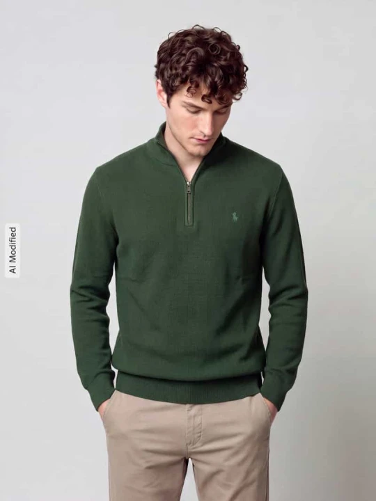 Zdjęcie produktu Sweter z Half Zip, kołnierz zapinany Polo Ralph Lauren Ciemnozielony