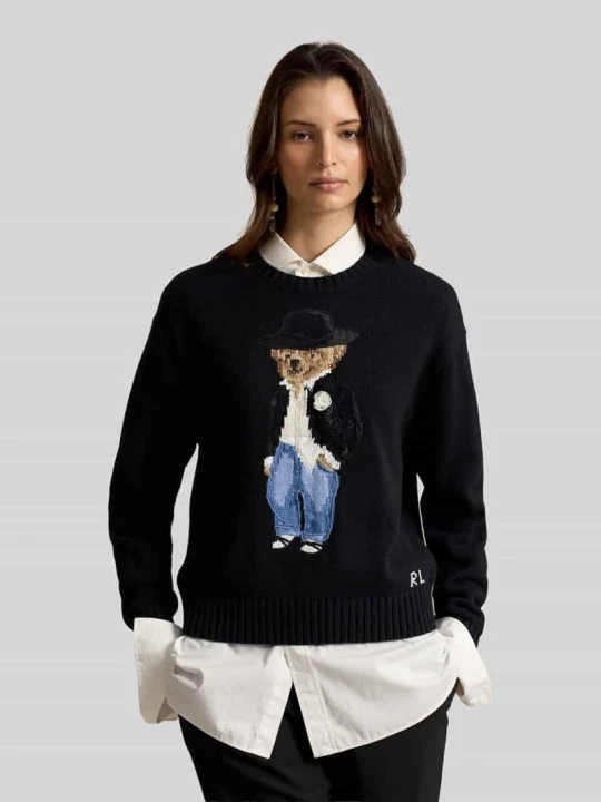 Zdjęcie produktu Sweter z intarsją z motywem niedźwiedzia Polo Ralph Lauren Czarny