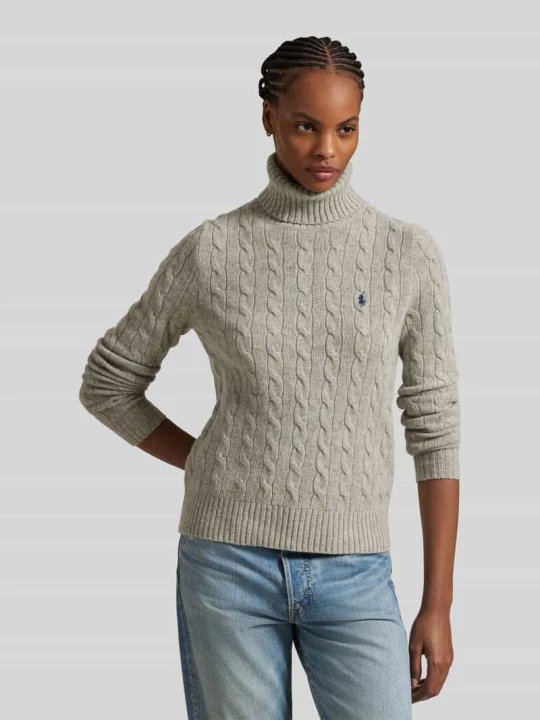 Zdjęcie produktu Sweter z kaszmiru z golfem Polo Ralph Lauren Beżowy melanż