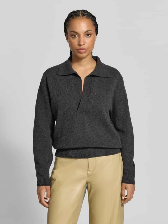Zdjęcie produktu Sweter z kołnierzykiem polo model 'POLO COLLAR JUMPER' Victoria Beckham Średnioszary
