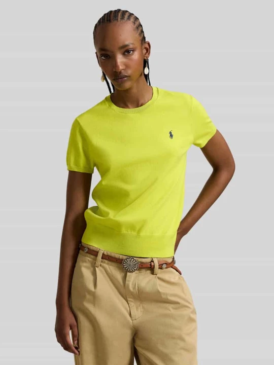 Zdjęcie produktu Krój regular fit sweter z krótkim rękawem z mieszanki bawełny Polo Ralph Lauren Neonowy żółty
