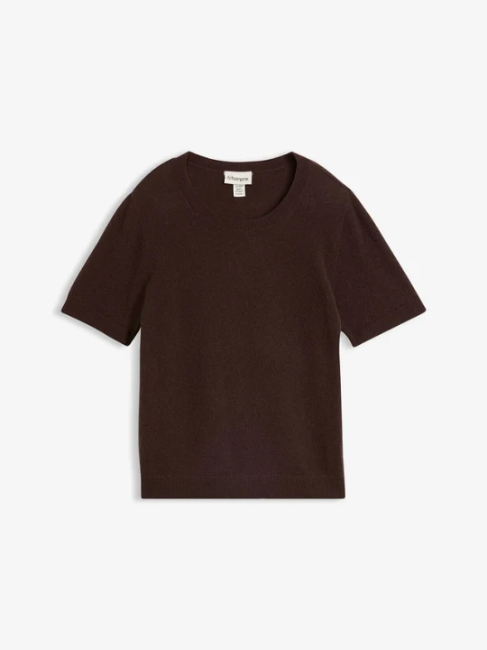 Zdjęcie produktu Sweter z krótkim rękawem z czystego kaszmiru zgodnego ze standardem Good Cashmere Standard® BonPrix brązowy