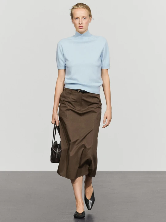Zdjęcie produktu Sweter Z Krótkim Rękawem Z Mieszanki Wełny I Kaszmiru - Błękitny - Massimo Dutti - Female