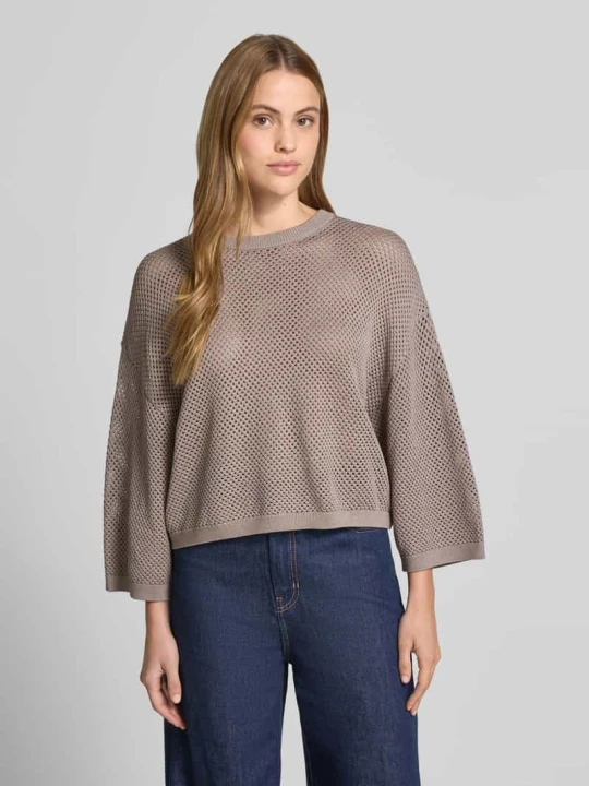 Zdjęcie produktu Sweter z mieszanka wiskozy z bufiastymi rękawami Windsor Ziemisty brązowy