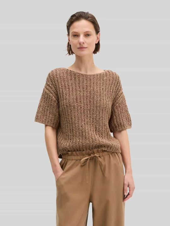 Zdjęcie produktu Sweter z mieszanki bawełny o kroju relaxed fit Marc O'Polo Orzechowy