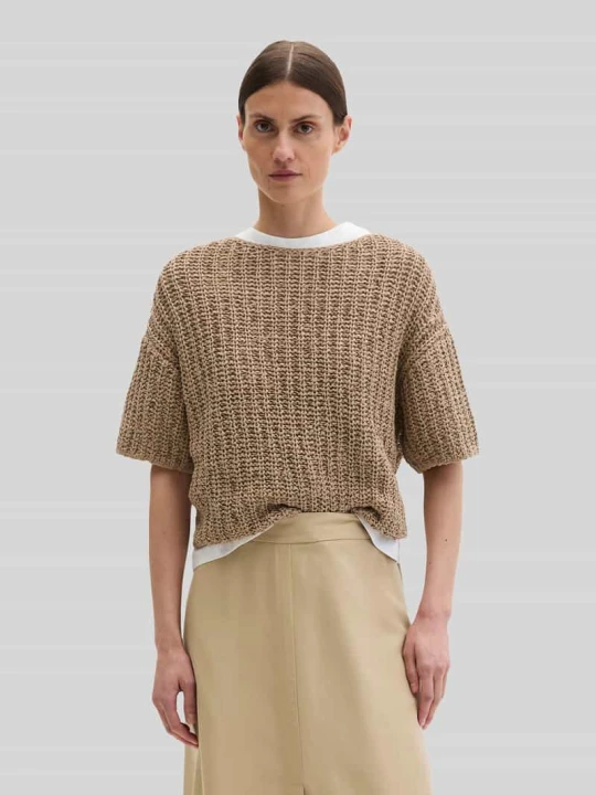 Zdjęcie produktu Sweter z mieszanki bawełny o kroju relaxed fit Marc O'Polo Piaskowy