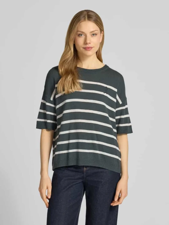 Zdjęcie produktu Sweter z mieszanki lnu o kroju relaxed fit model 'STRIPE' ARMEDANGELS Khaki