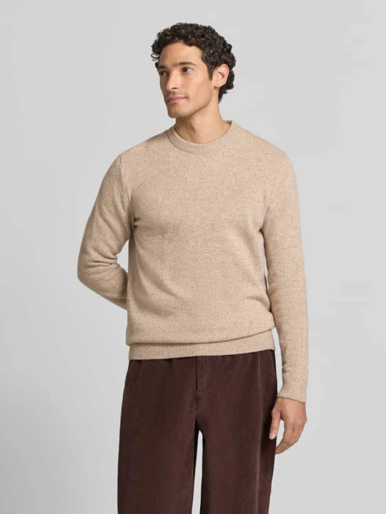 Zdjęcie produktu Sweter z mieszanki wełny i jedwabiu z okrągłym dekoltem model 'TISBURY' Barbour Beżowy