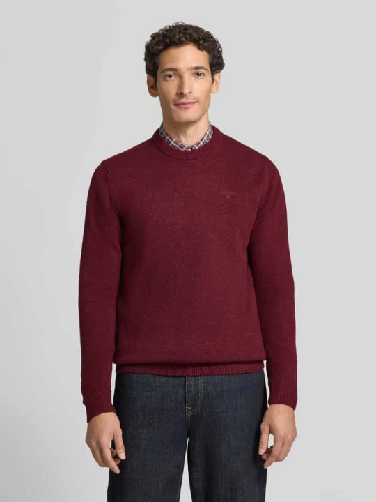 Zdjęcie produktu Sweter z mieszanki wełny i jedwabiu z okrągłym dekoltem model 'TISBURY' Barbour Bordowy