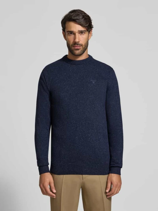 Zdjęcie produktu Sweter z mieszanki wełny i jedwabiu z okrągłym dekoltem model 'TISBURY' Barbour Granatowy