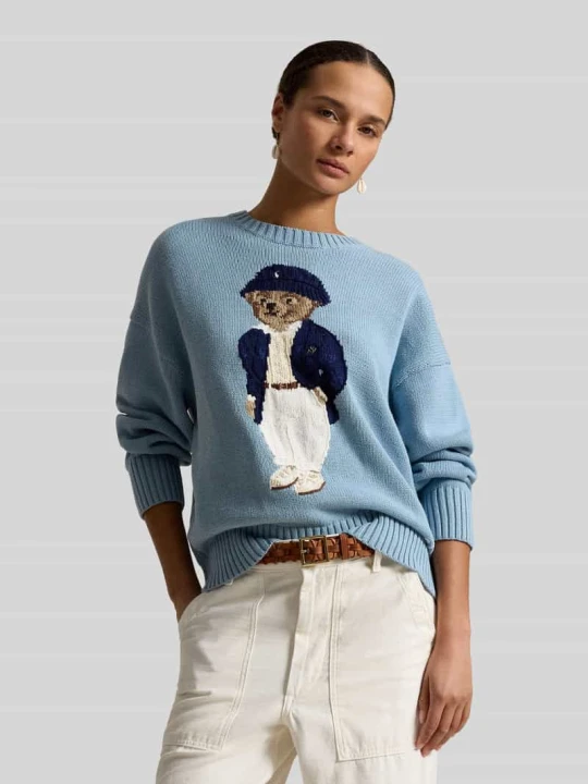 Zdjęcie produktu Sweter z motywem misia Polo Ralph Lauren Jasnoniebieski melanż