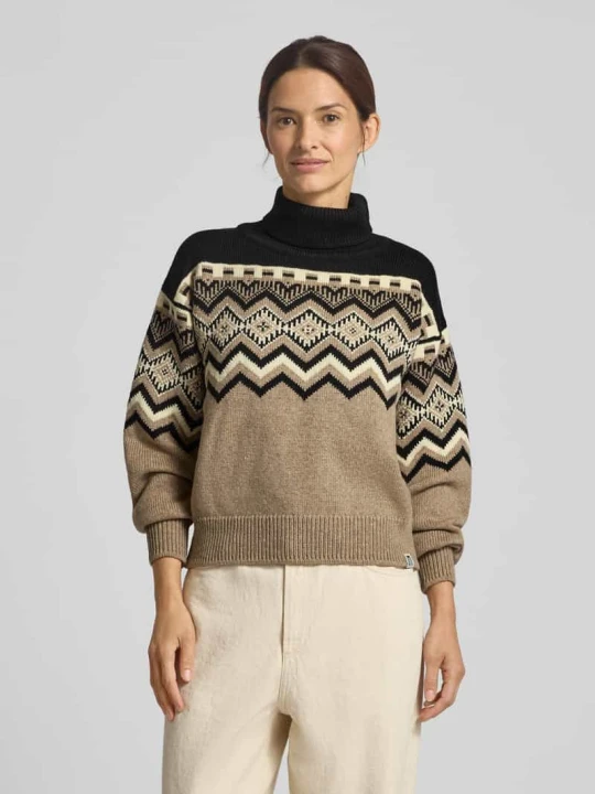Zdjęcie produktu Sweter z golfem o luźnym kroju z mieszanki wełny model 'RANDABERG' Dale of Norway Camel melanż