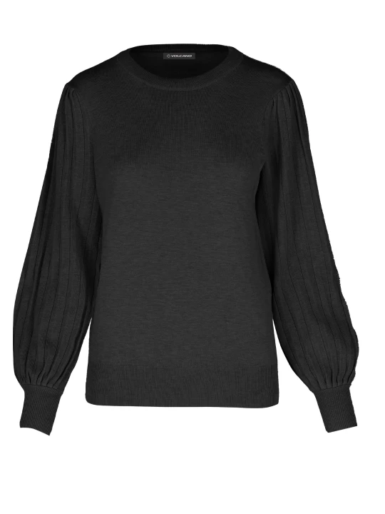 Zdjęcie produktu Sweter z ozdobnymi rękawami S-MONKI Volcano Czarny